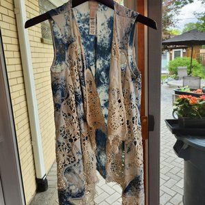 Blue and White Acid Washed Vest